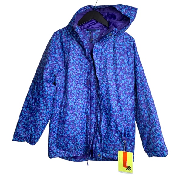 NWT All In Motion Women's 3-in-1 Jacket Size XL Blue Purple Hooded Weather Rain - Picture 1 of 10